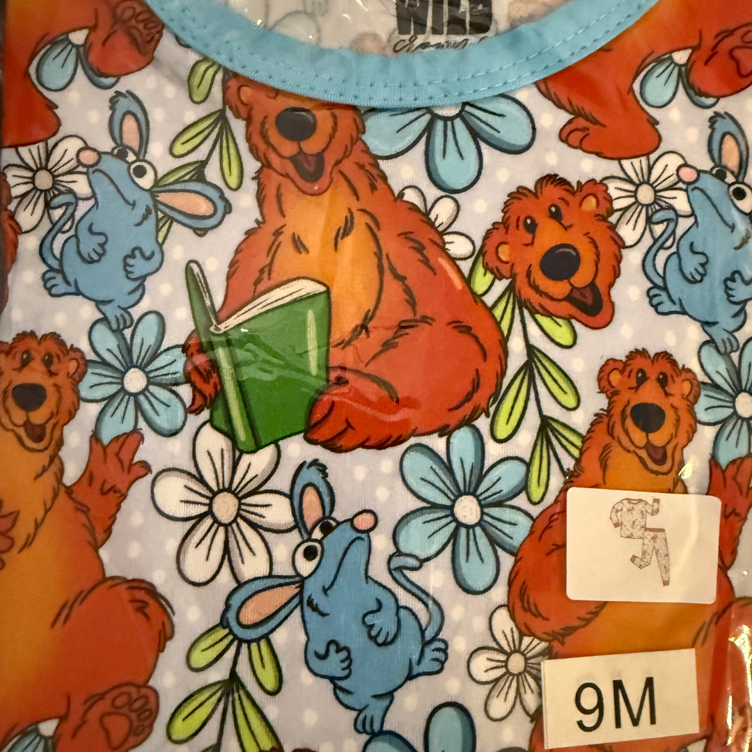 Floral Bear - Slumber Long Sleeve Pajama Pants Set - Bamboo - Ready to Ship - 9M