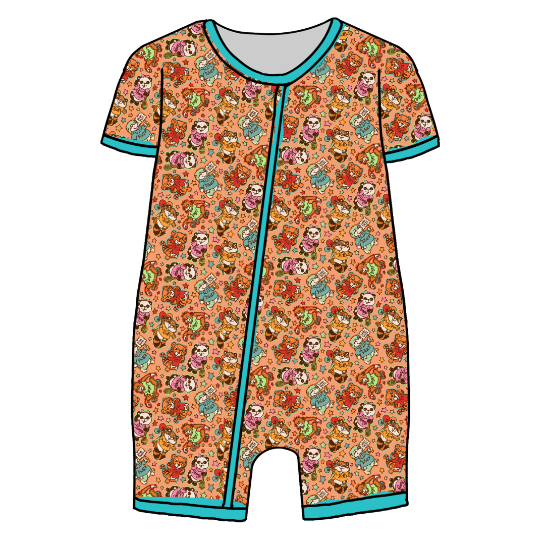 BLISS SHORT SLEEVE DOUBLE WAY ZIP SLEEPER - BAMBOO - PRE ORDER