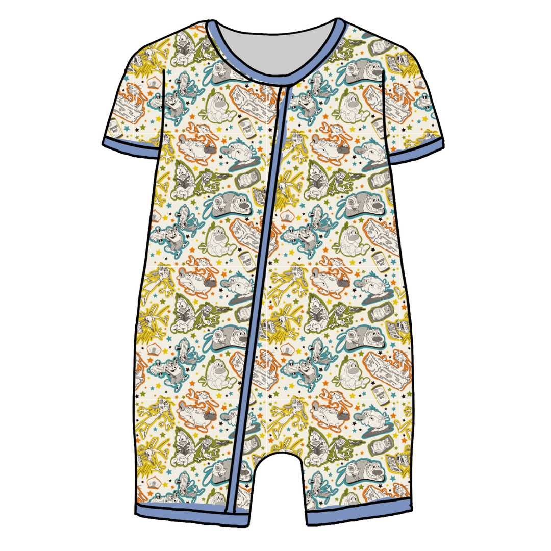BLISS SHORT SLEEVE DOUBLE WAY ZIP SLEEPER - BAMBOO - PRE ORDER