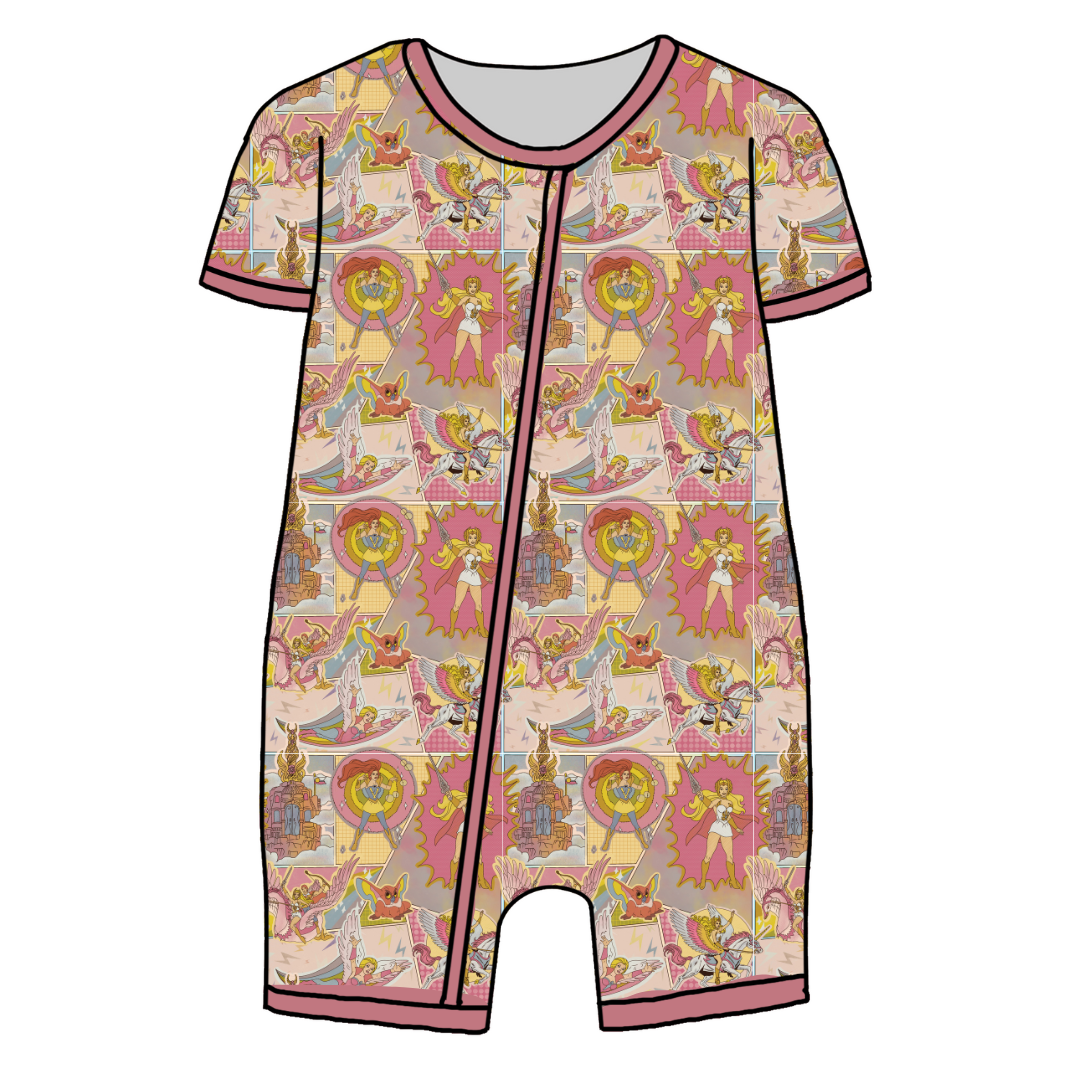 BLISS SHORT SLEEVE DOUBLE WAY ZIP SLEEPER - BAMBOO - PRE ORDER