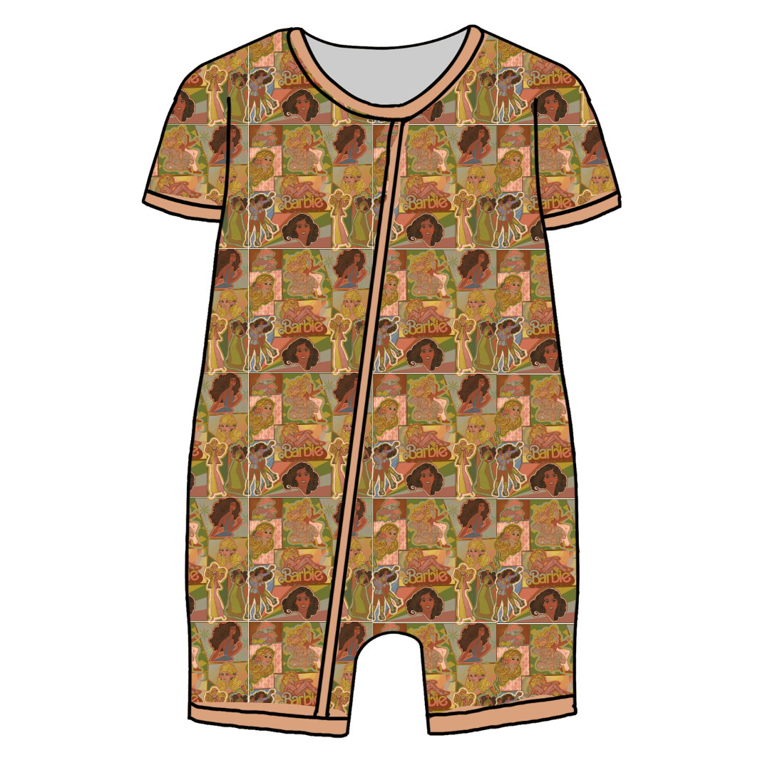 BLISS SHORT SLEEVE DOUBLE WAY ZIP SLEEPER - BAMBOO - PRE ORDER