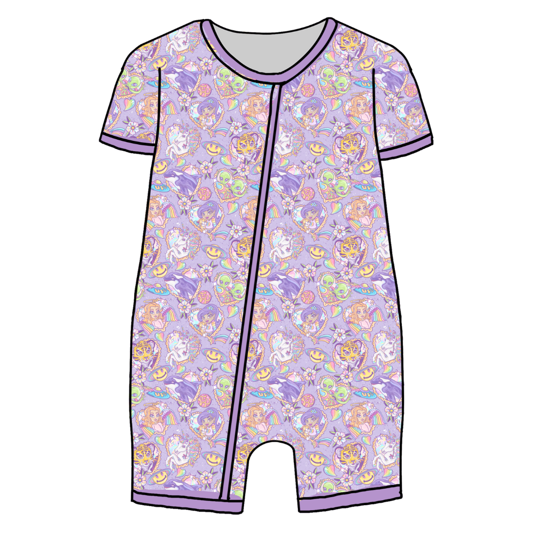 BLISS SHORT SLEEVE DOUBLE WAY ZIP SLEEPER - BAMBOO - PRE ORDER