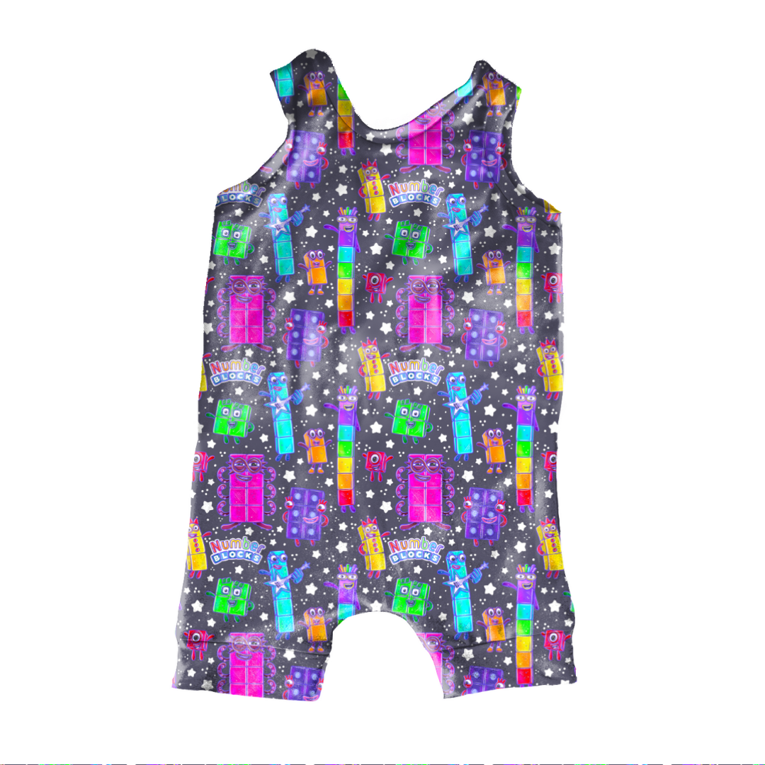 Blocks of Numbers - Maddox Shortalls - Knit - PRE ORDER