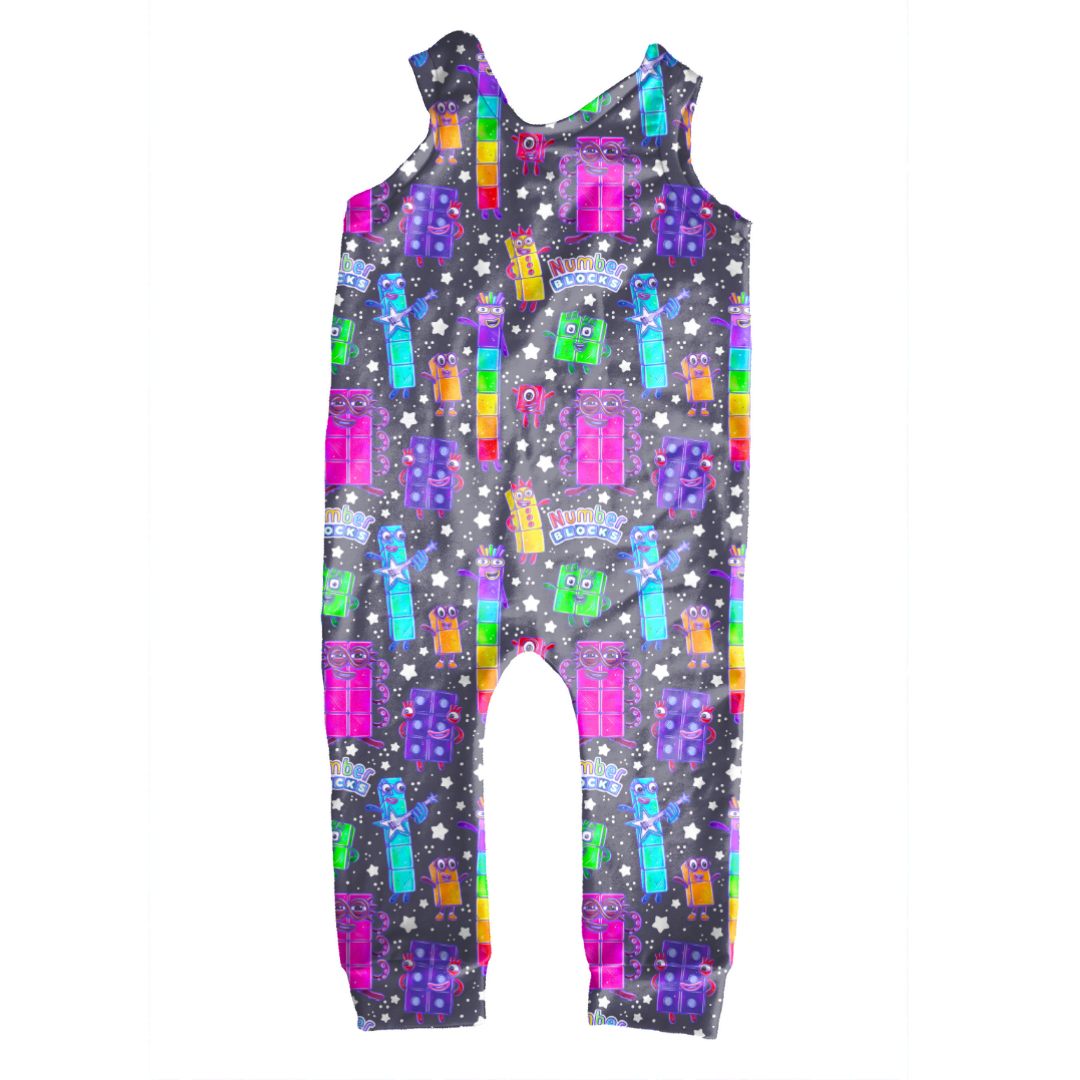 Blocks of Numbers - Oakley Overalls - Knit - PRE ORDER