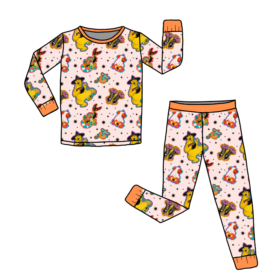 Bear in the Spooky House - Slumber Long Sleeve Pajama Pants Set - Bamboo - (Ready to Ship)