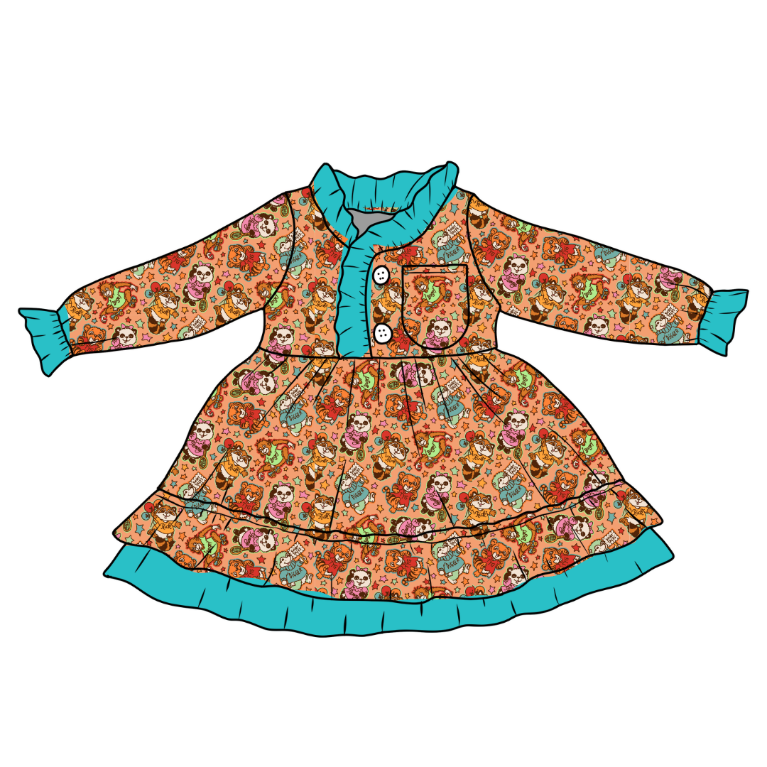 KIDS LOVEY LONG SLEEVE LOUNGE DRESS - BAMBOO - PRE ORDER
