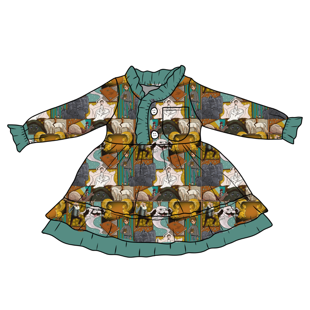 KIDS LOVEY LONG SLEEVE LOUNGE DRESS - BAMBOO - PRE ORDER