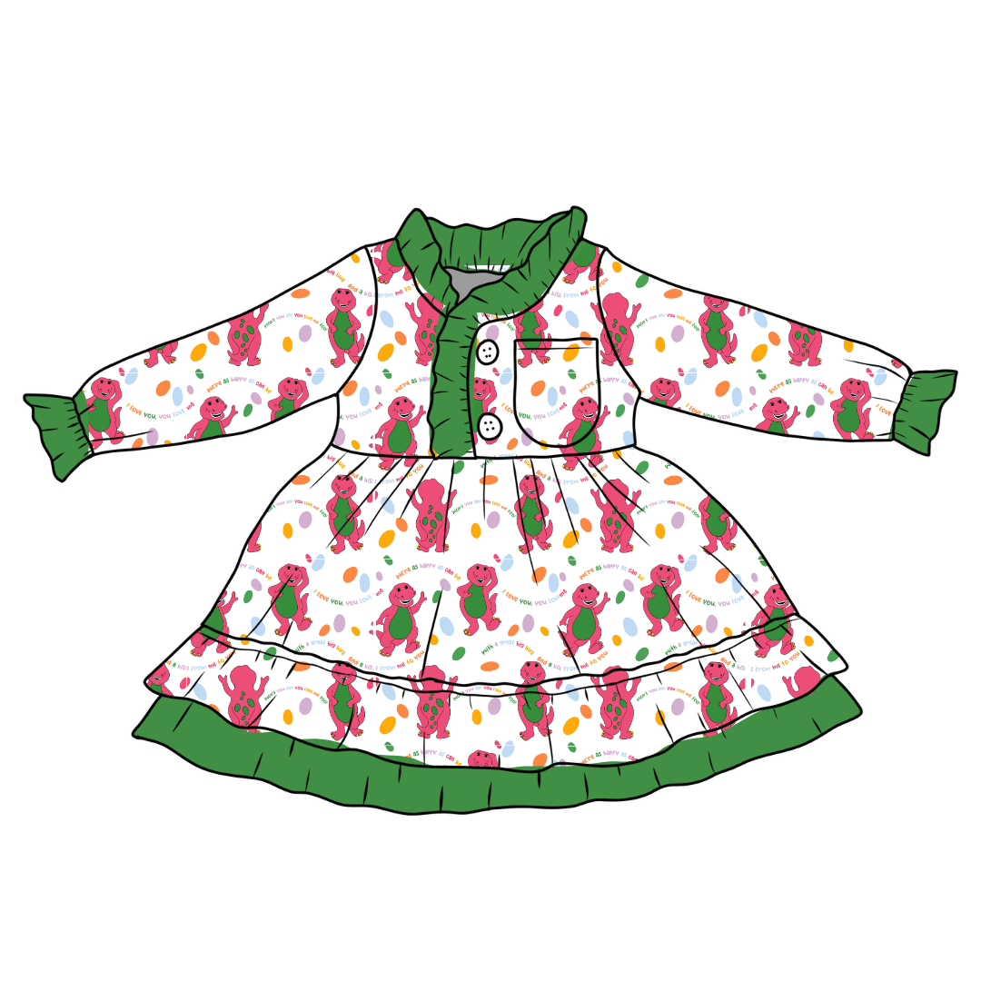 KIDS LOVEY LONG SLEEVE LOUNGE DRESS - BAMBOO - PRE ORDER