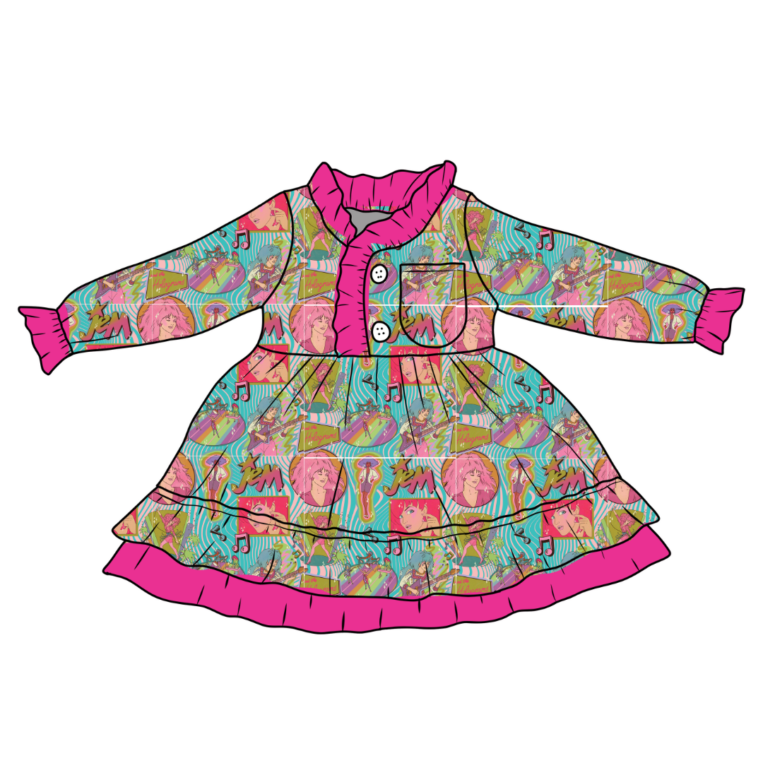 KIDS LOVEY LONG SLEEVE LOUNGE DRESS - BAMBOO - PRE ORDER