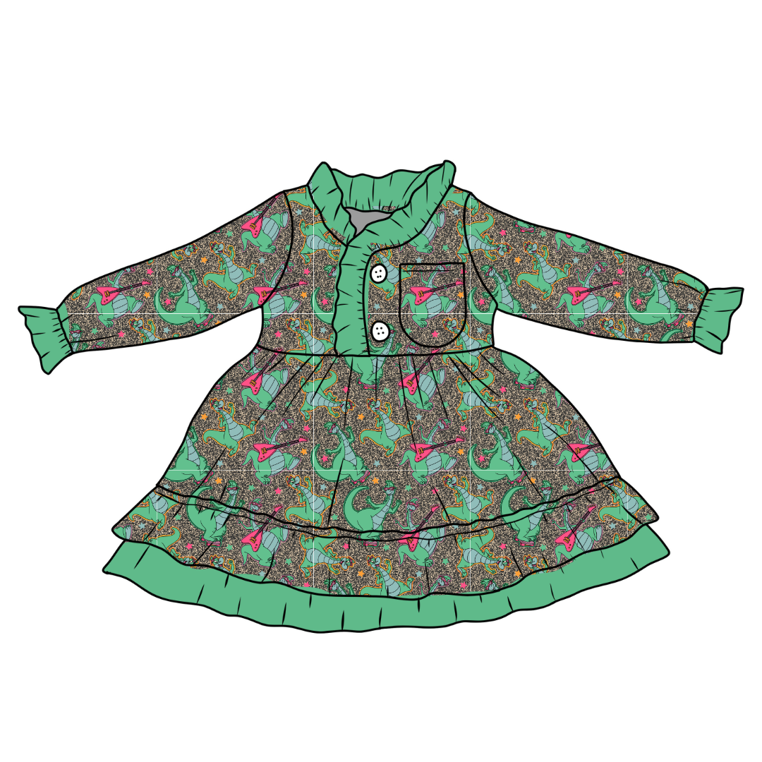 KIDS LOVEY LONG SLEEVE LOUNGE DRESS - BAMBOO - PRE ORDER