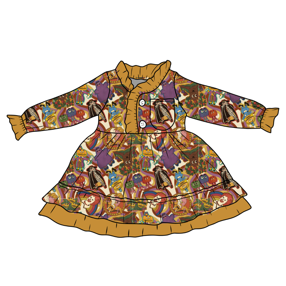 KIDS LOVEY LONG SLEEVE LOUNGE DRESS - BAMBOO - PRE ORDER