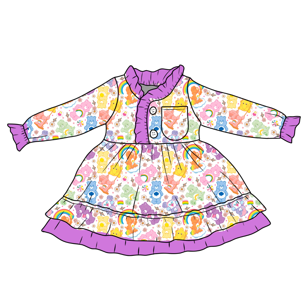 KIDS LOVEY LONG SLEEVE LOUNGE DRESS - BAMBOO - PRE ORDER