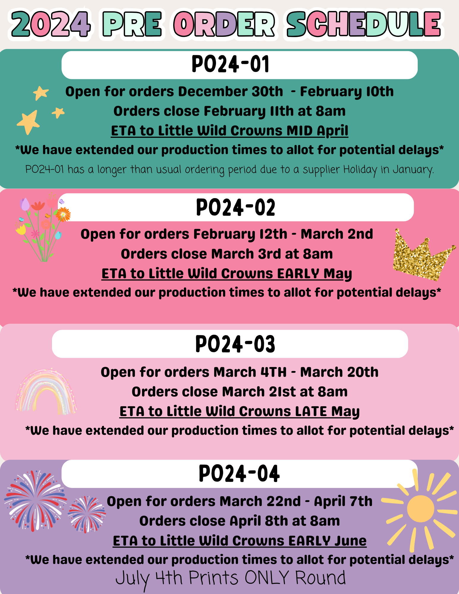 CURRENT PRE ORDER little wild crowns