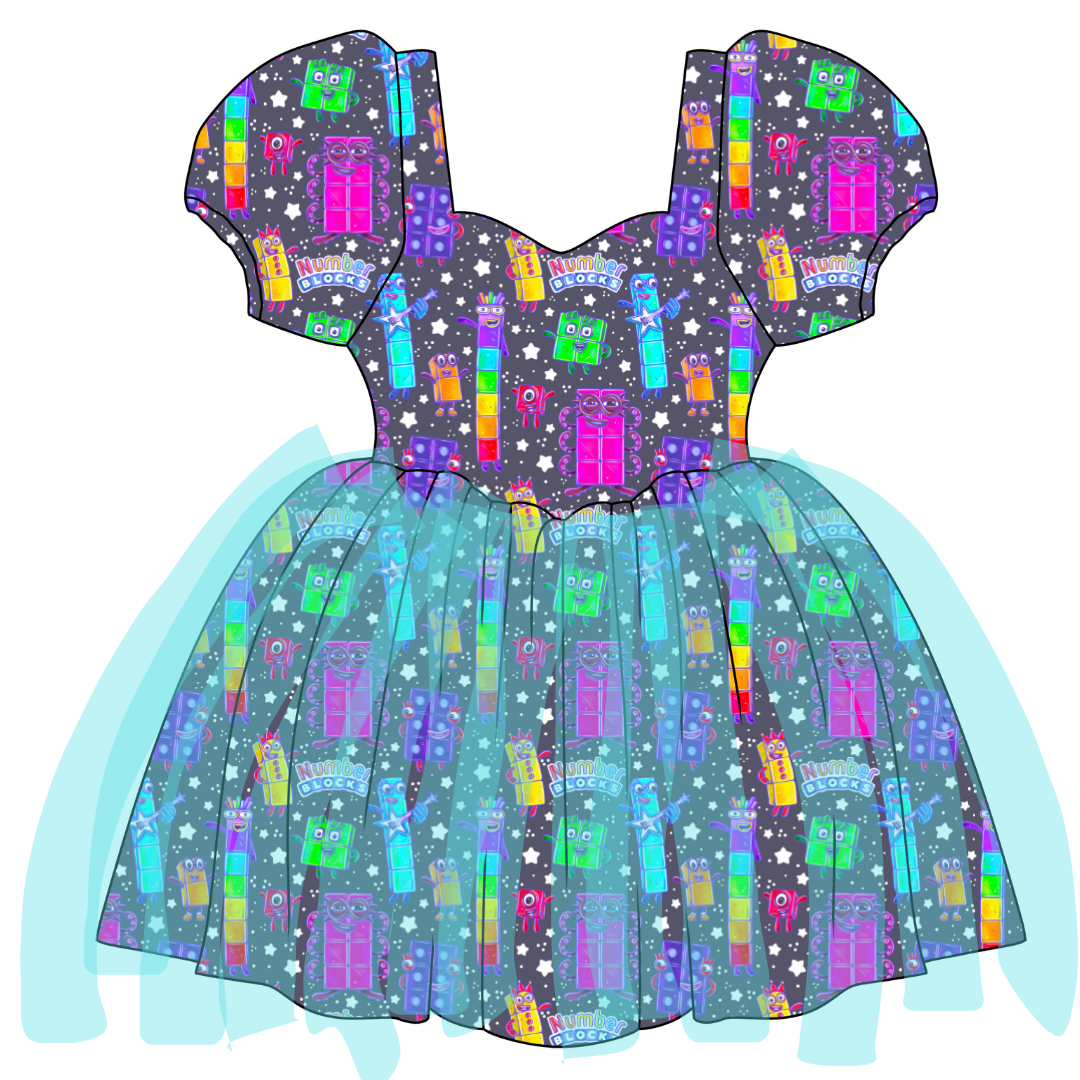 Blocks of Numbers - Glitz Party Dress - Knit - PRE ORDER