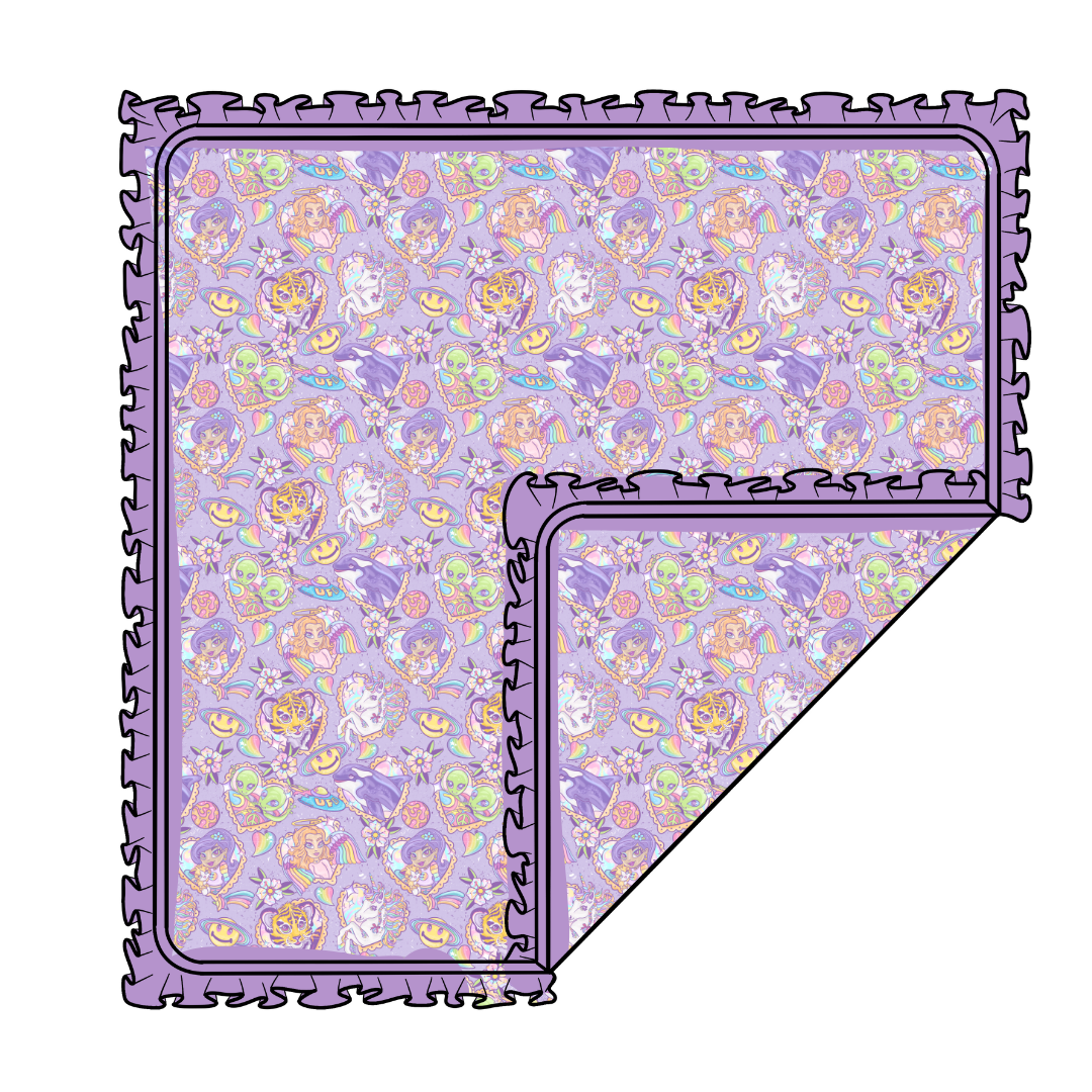 NEST RUFFLE TRIM BLANKET - DOUBLE LAYER - KNIT - PRE ORDER