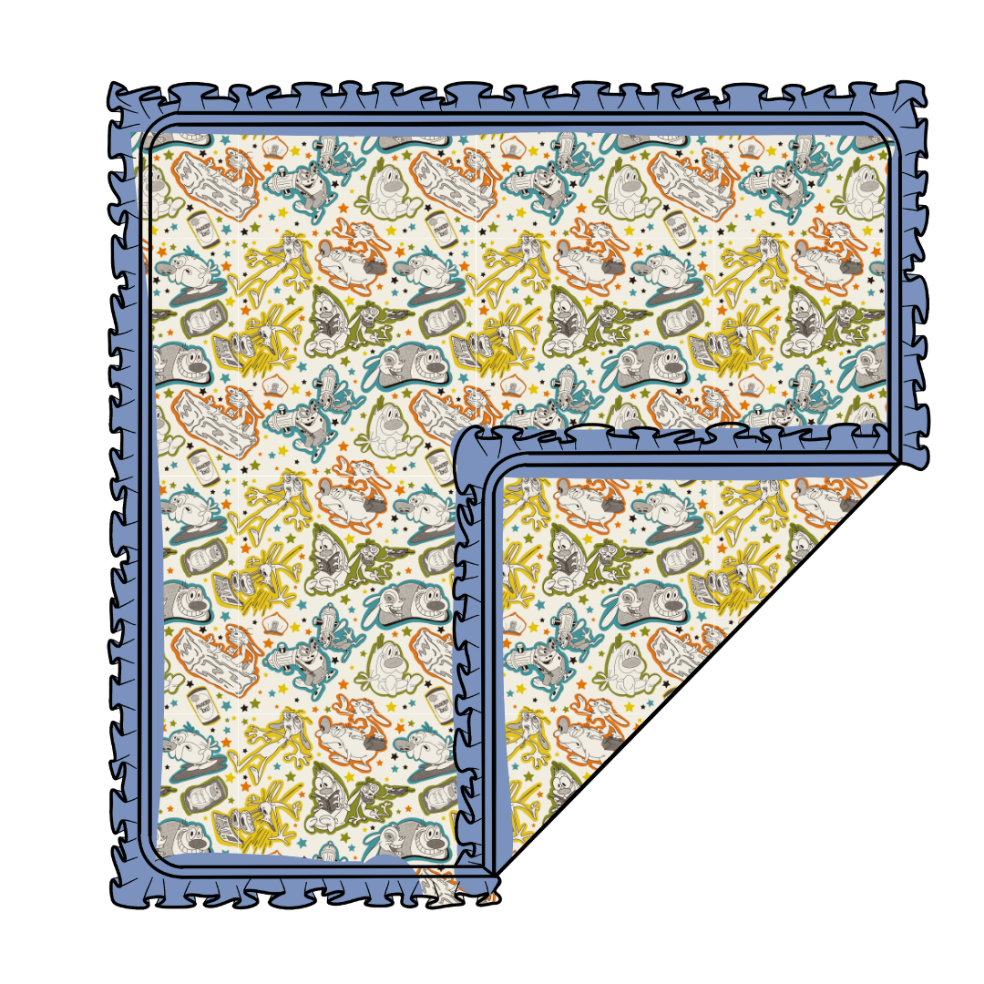 NEST RUFFLE TRIM BLANKET - DOUBLE LAYER - KNIT - PRE ORDER