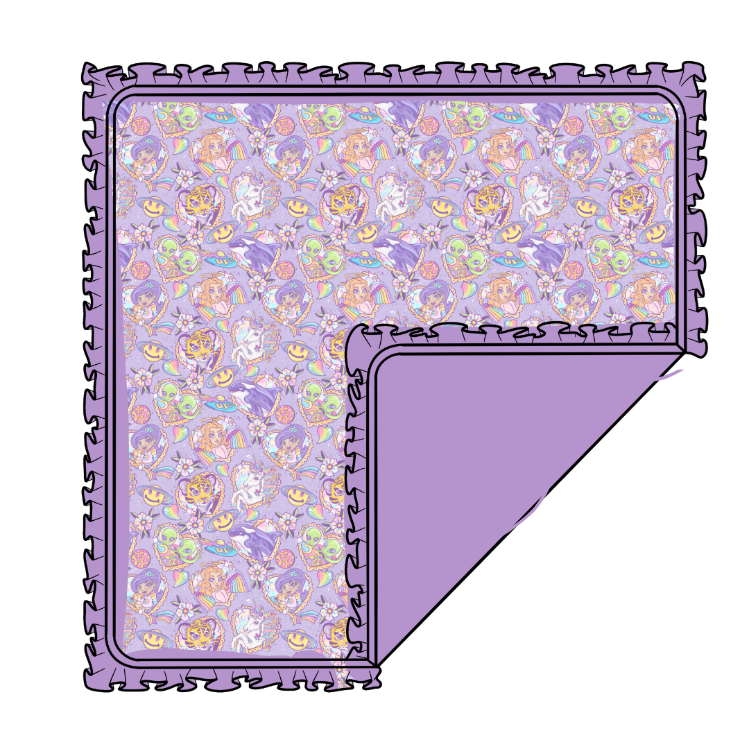 NEST RUFFLE TRIM BLANKET - DOUBLE LAYER - KNIT - PRE ORDER