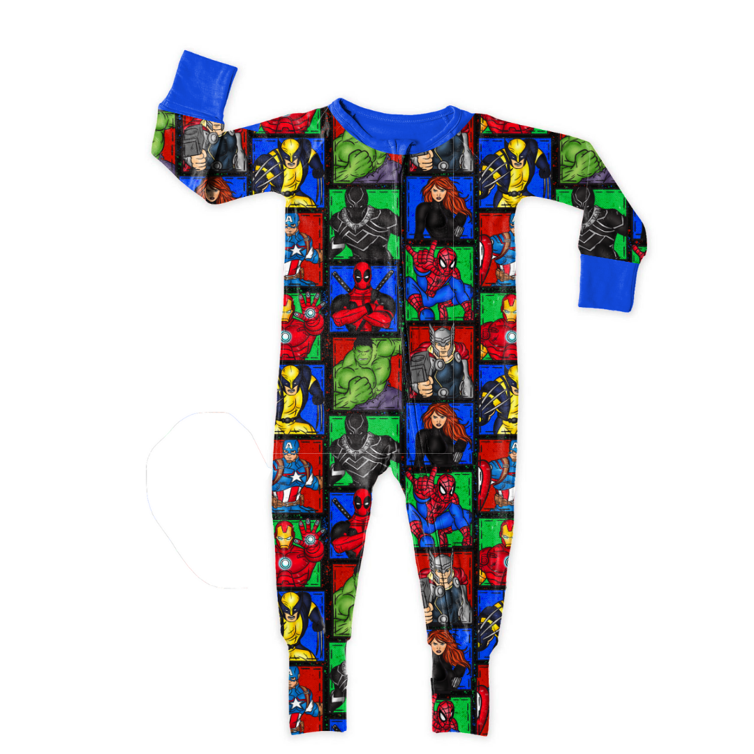 Superhero's - Dreamland Long Sleeve Zippy - Bamboo - (Ready to Ship)