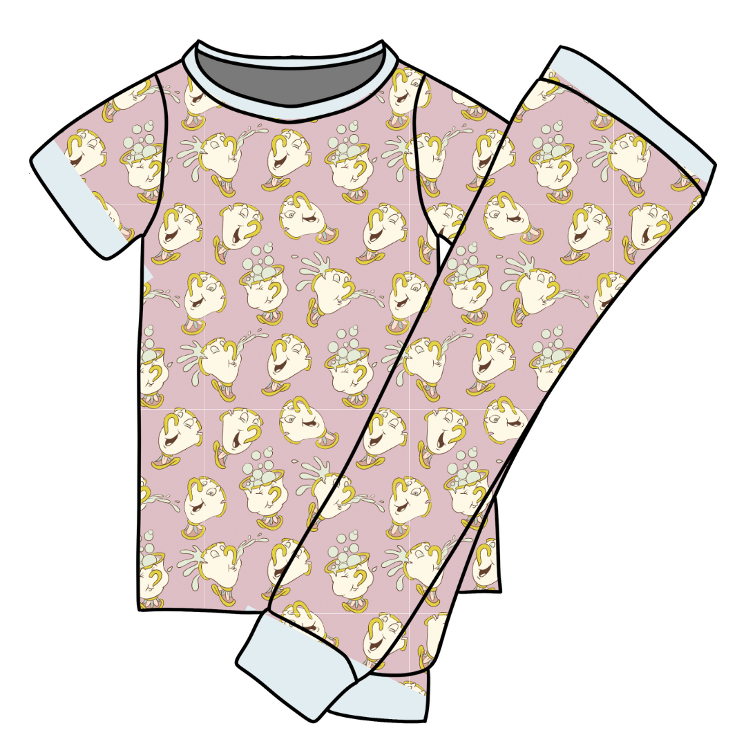 Chip Cup - Cozi Short Sleeve Pajama Pants Set - Bamboo - (Ready to Ship)