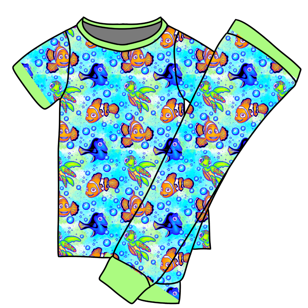 Clown Fish - Cozi Short Sleeve Pajama Pants Set - Bamboo - (Ready to Ship)