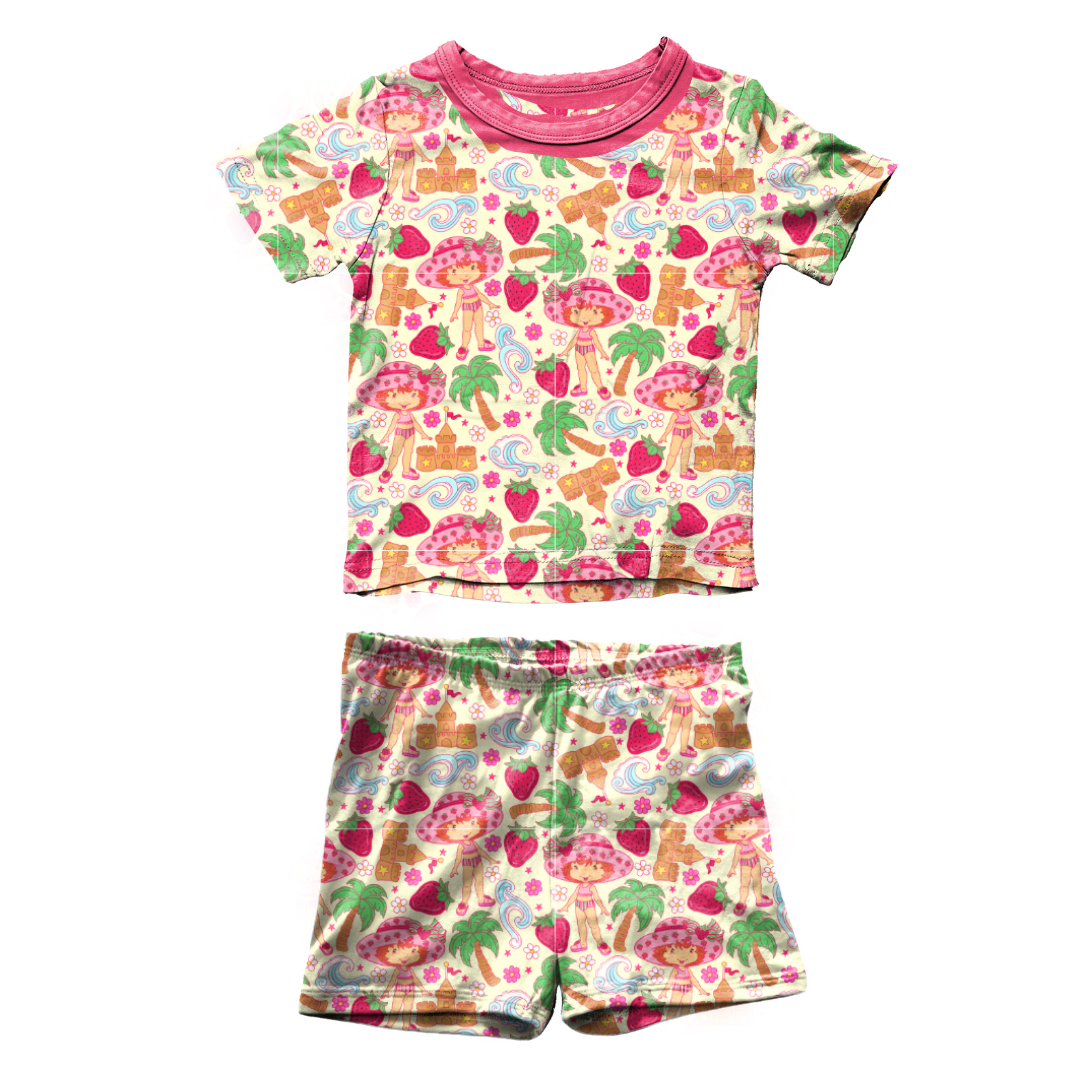 Strawberry Summer - Snugg - Kid's Short Sleeve Pajama Short Set - Bamboo - PRE ORDER