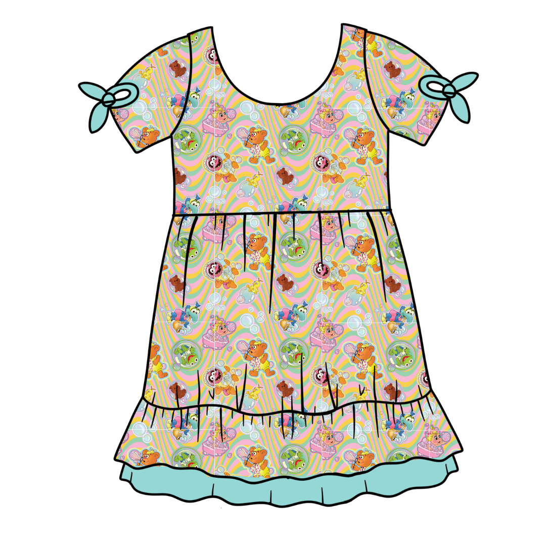 KIDS SERENITY SHORT SLEEVE LOUNGE DRESS - BAMBOO - PRE ORDER