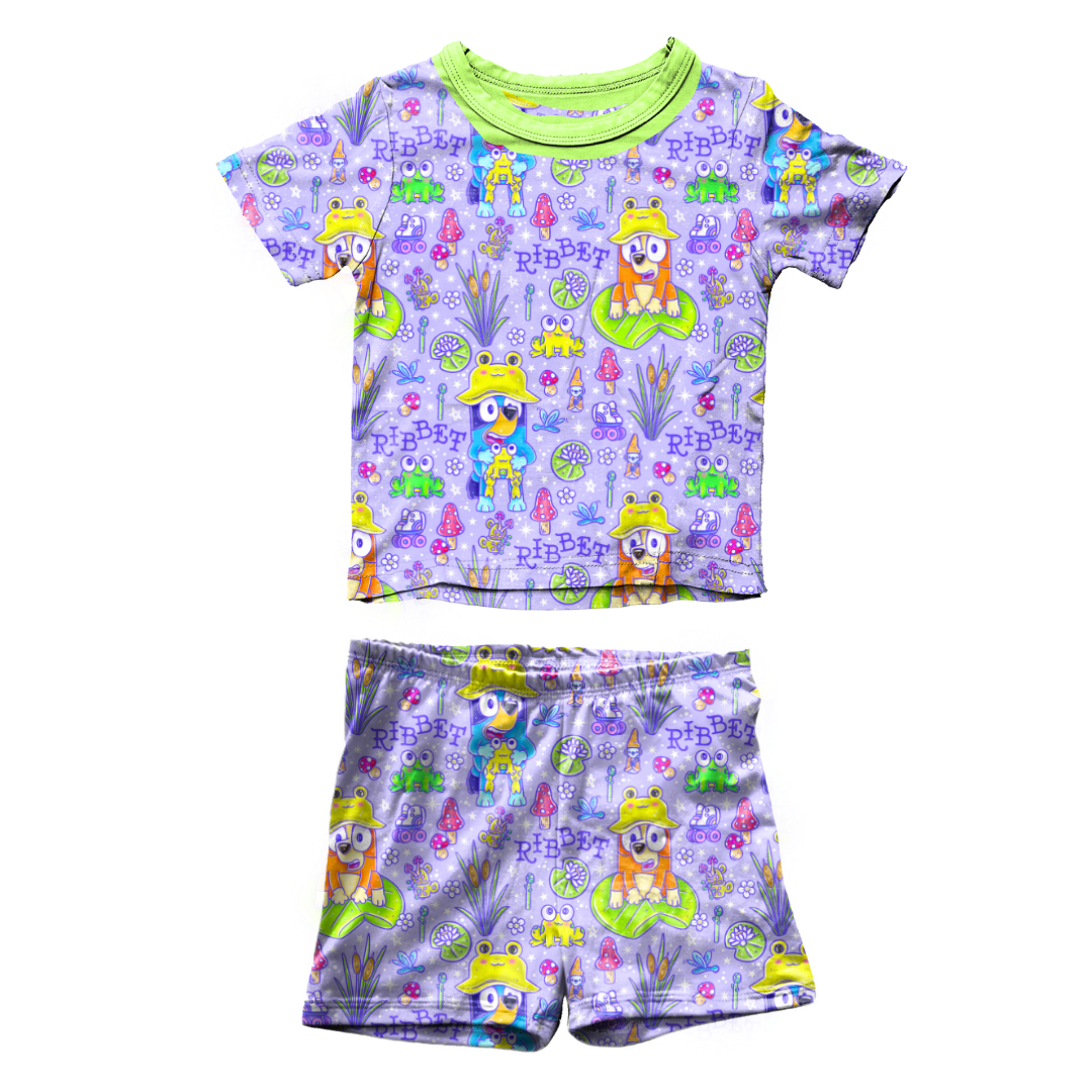 Ribbit - Snugg - Kid's Short Sleeve Pajama Short Set - Bamboo - PRE ORDER