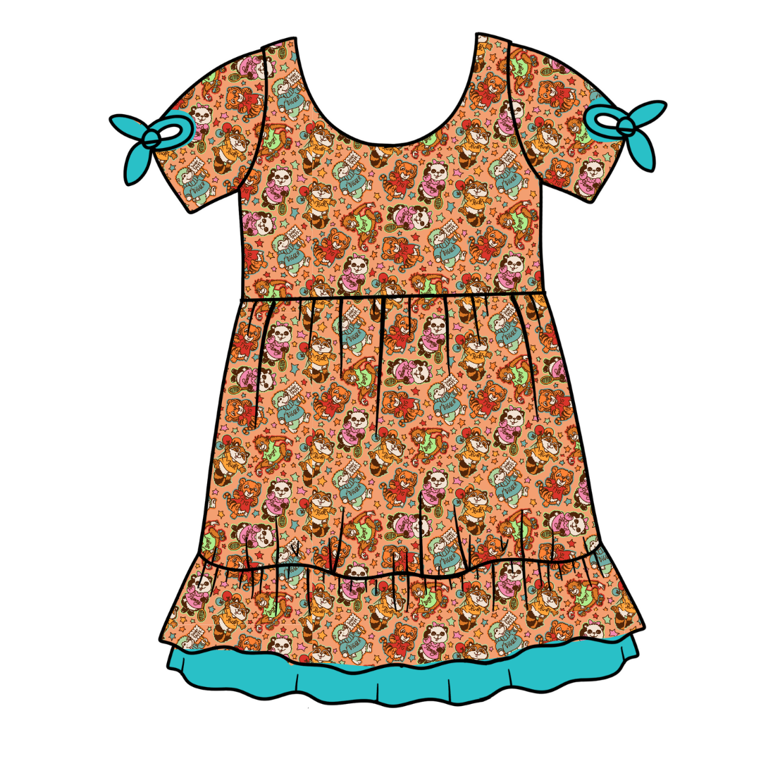 KIDS SERENITY SHORT SLEEVE LOUNGE DRESS - BAMBOO - PRE ORDER