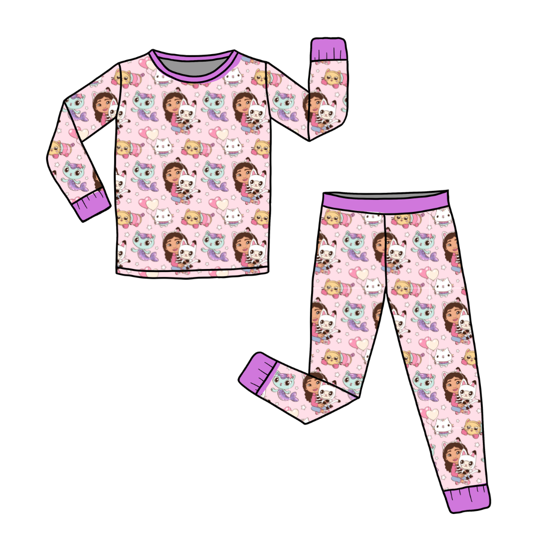 Dollhouse - Slumber - Kid's Long Sleeve Pajama Pants Set - Bamboo - PRE ORDER