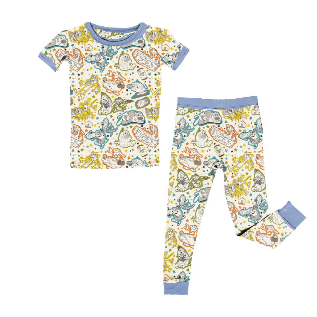 KIDS SHORT SLEEVE PAJAMA PANTS SET - BAMBOO - PRE ORDER