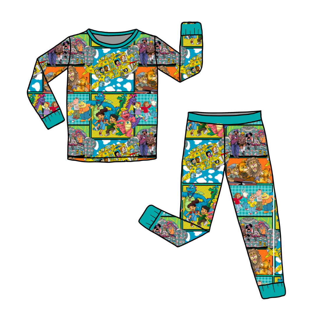 90's TV - Slumber - Kid's Long Sleeve Pajama Pants Set - Bamboo - PRE ORDER