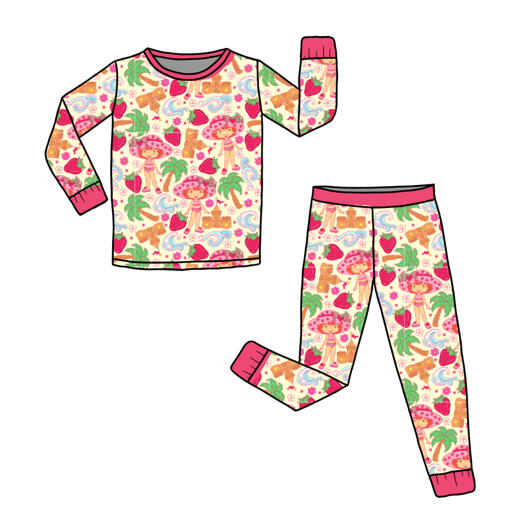 Strawberry Summer - Slumber - Kid's Long Sleeve Pajama Pants Set - Bamboo - PRE ORDER