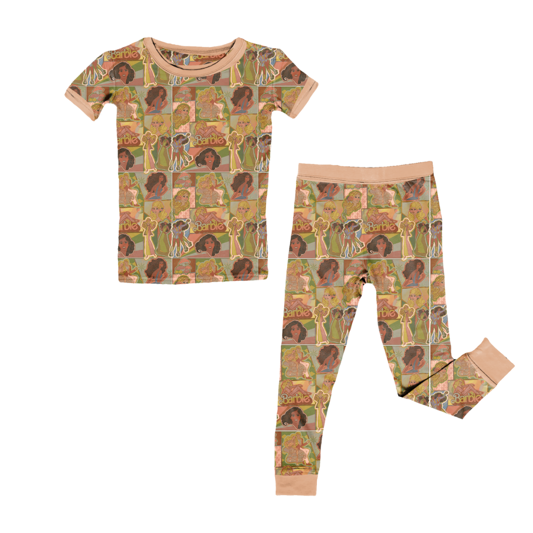 KIDS SHORT SLEEVE PAJAMA PANTS SET - BAMBOO - PRE ORDER