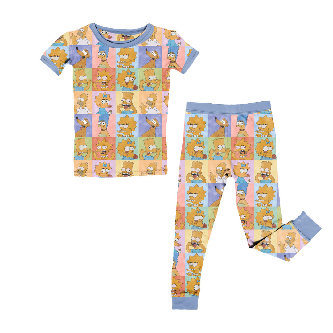 KIDS SHORT SLEEVE PAJAMA PANTS SET - BAMBOO - PRE ORDER