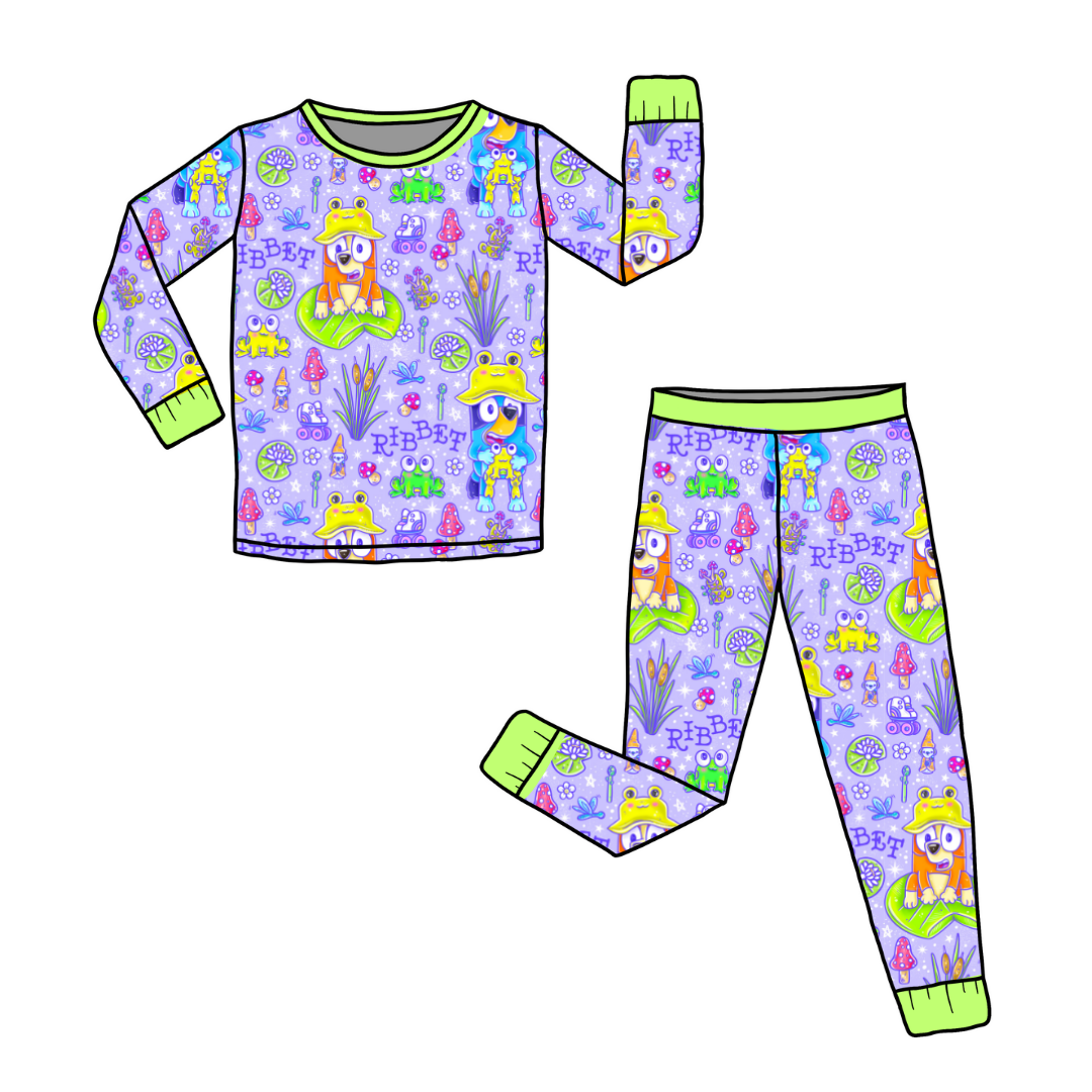 Ribbit - Slumber - Kid's Long Sleeve Pajama Pants Set - Bamboo - PRE ORDER