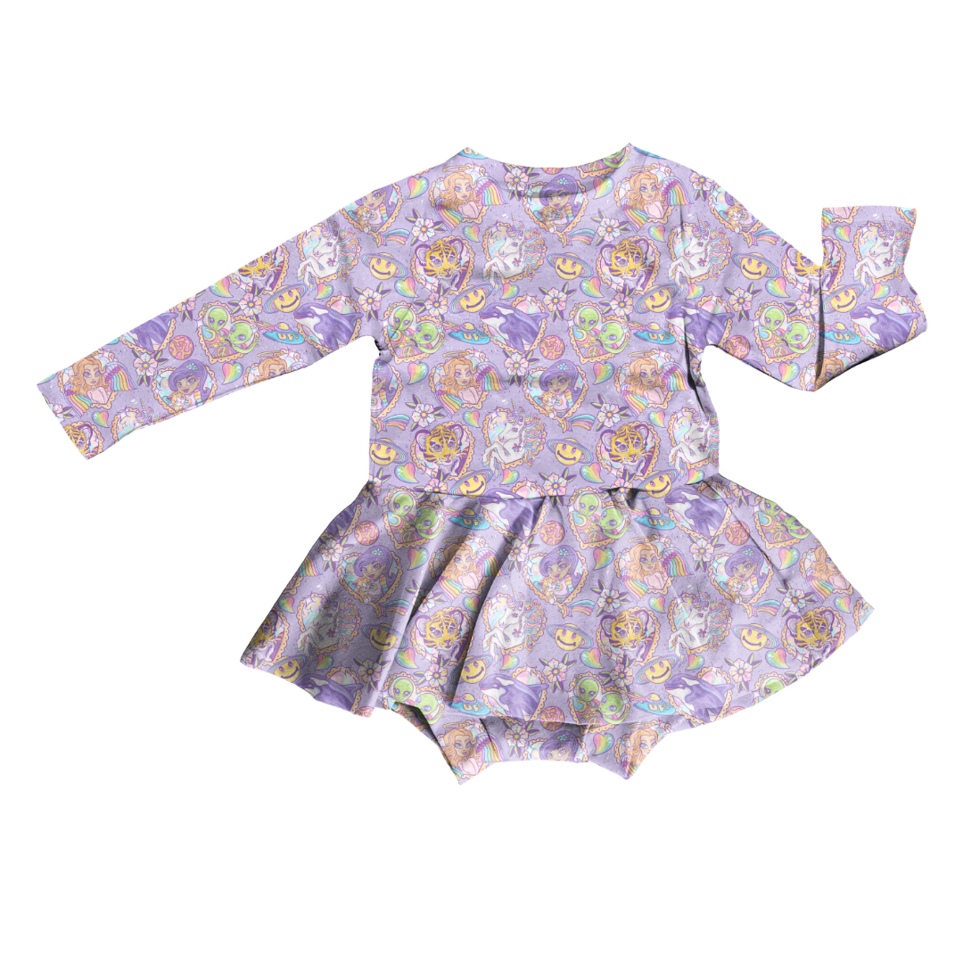 KIDS BAMBOO LONG SLEEVE SKIRTED LEO - BAMBOO - PRE ORDER