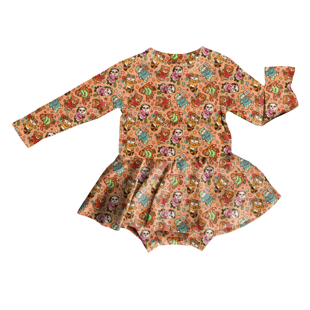KIDS BAMBOO LONG SLEEVE SKIRTED LEO - BAMBOO - PRE ORDER