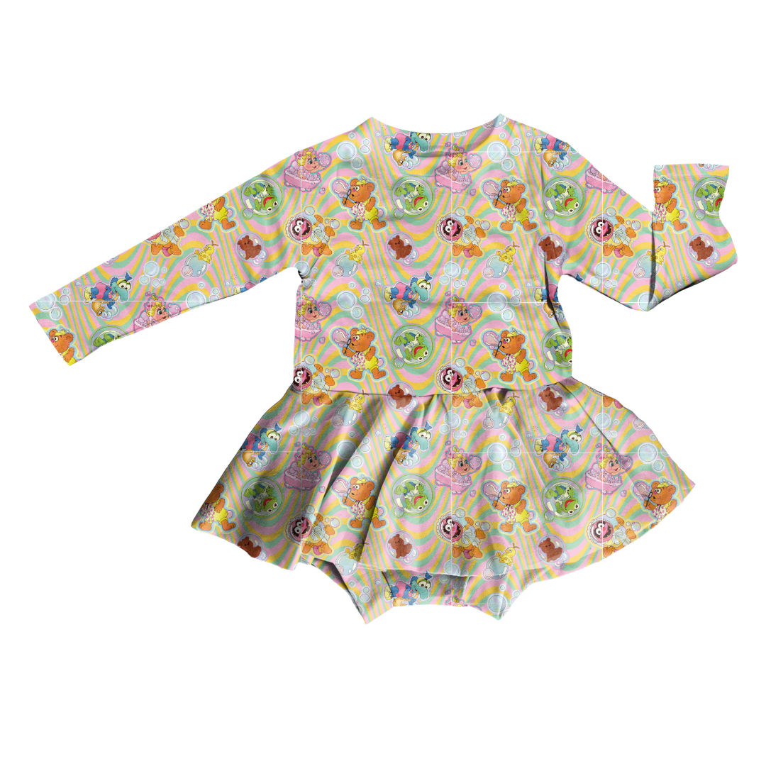 KIDS BAMBOO LONG SLEEVE SKIRTED LEO - BAMBOO - PRE ORDER