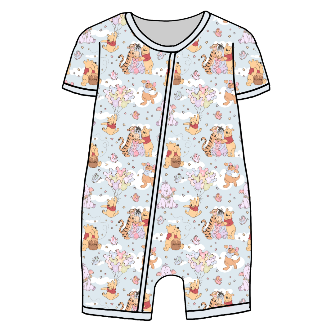 Hip Hip Pooh-Ray - Bliss - Kid's Short Sleeve Sleeper - Bamboo - PRE ORDER