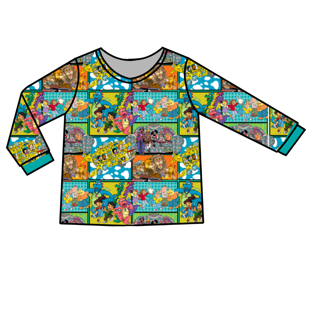 90's TV - Slumber - Adult Long Sleeve Pajama Shirt - Bamboo - PRE ORDER