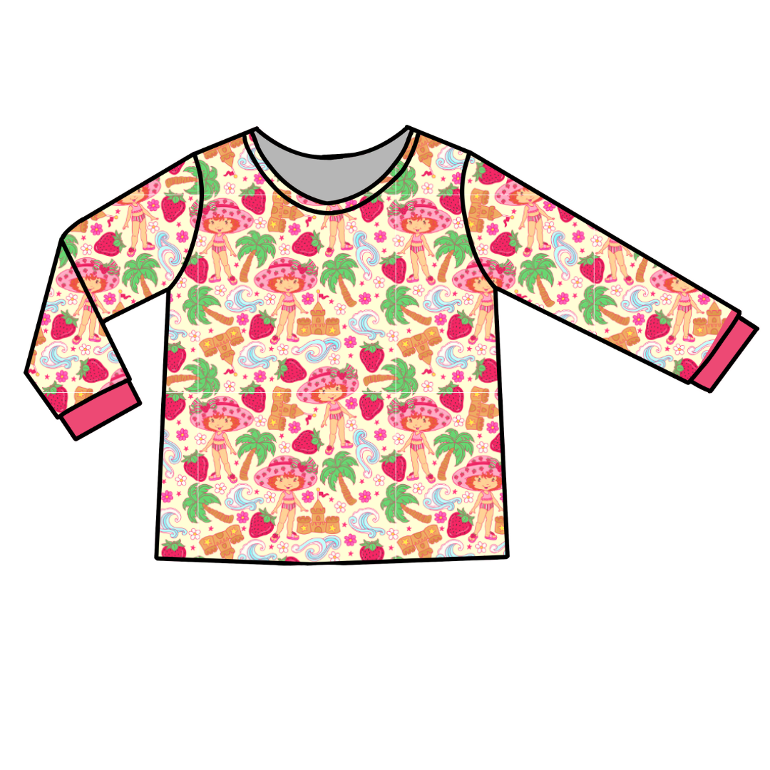 Strawberry Summer - Slumber - Adult Long Sleeve Pajama Shirt - Bamboo - PRE ORDER