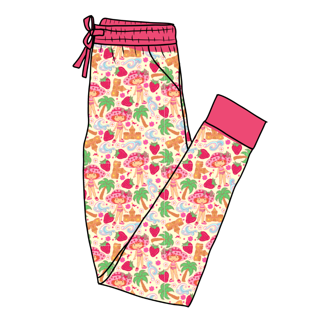 Strawberry Summer - Butter - Adult Pajama Joggers - Bamboo - PRE ORDER