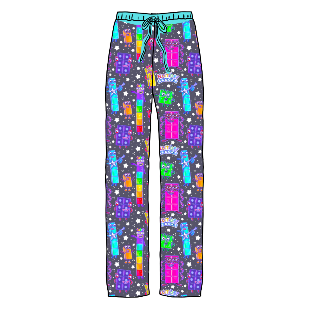 Blocks of Numbers - Mellow - Adult Pajama Relaxed Pant - Bamboo - PRE ORDER