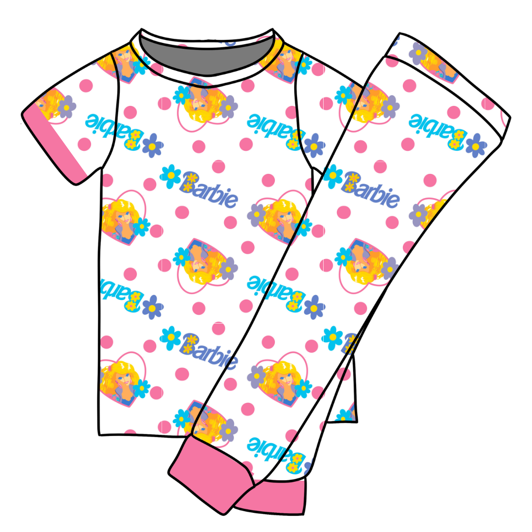 90's Doll - Cozi Short Sleeve Pajama Pants Set - Bamboo - (Ready to Ship)