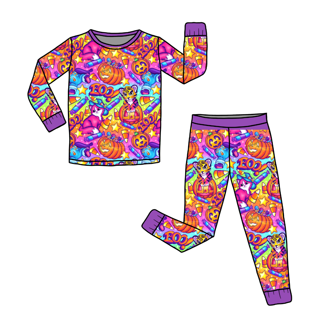 Rainbow Halloween - Slumber Long Sleeve Pajama Pants Set - Bamboo - (Ready to Ship)