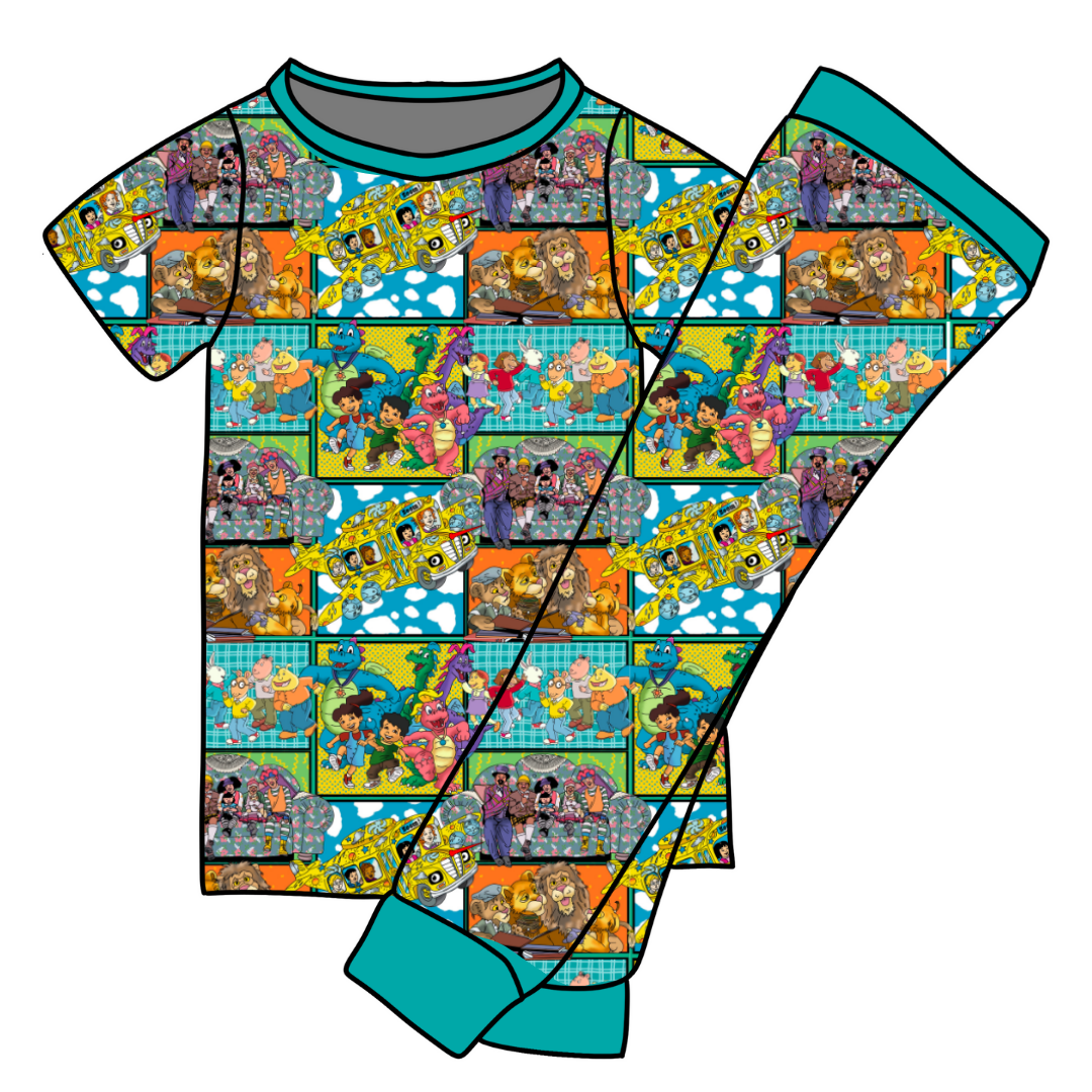 90's TV - Cozy - Kid's Long Sleeve Pajama Pants Set - Bamboo - PRE ORDER