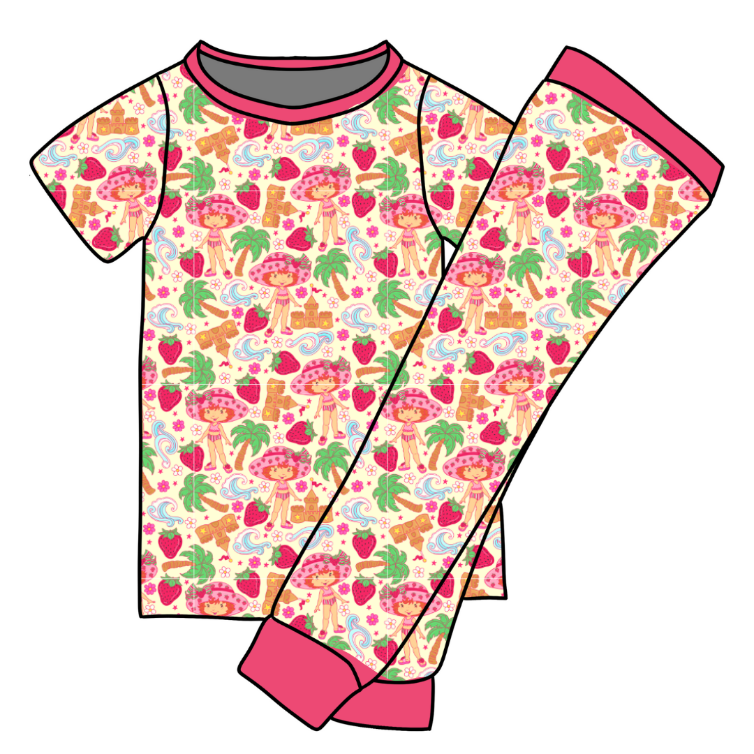 Strawberry Summer - Cozy - Kid's Long Sleeve Pajama Pants Set - Bamboo - PRE ORDER