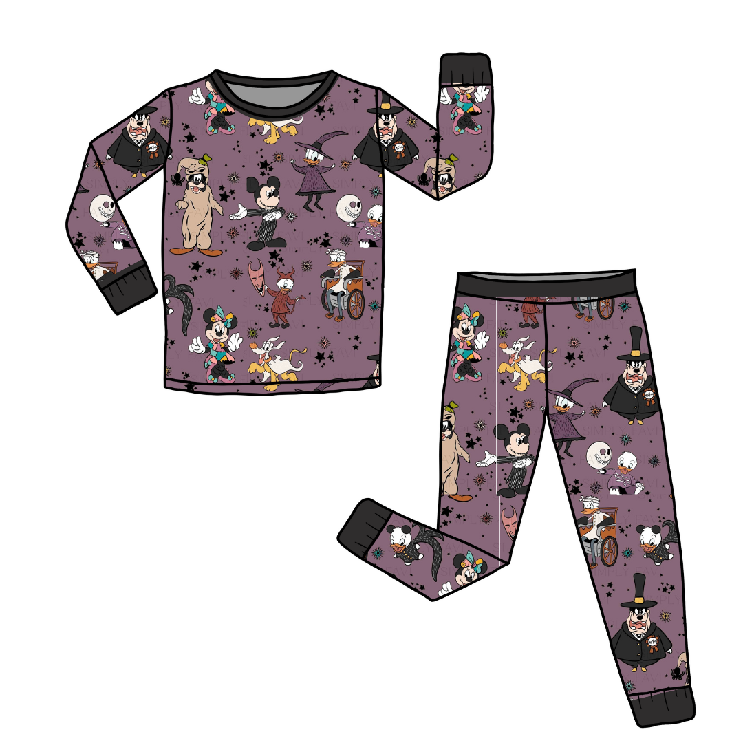 Nightmare Park - Slumber Long Sleeve Pajama Pants Set - Bamboo - (Ready to Ship)