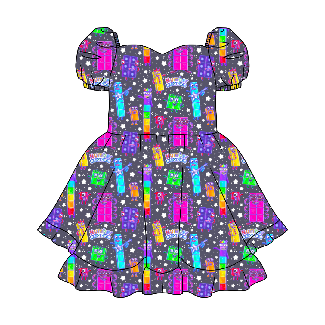 Blocks of Numbers - Fairytale Party Dress - Knit - PRE ORDER