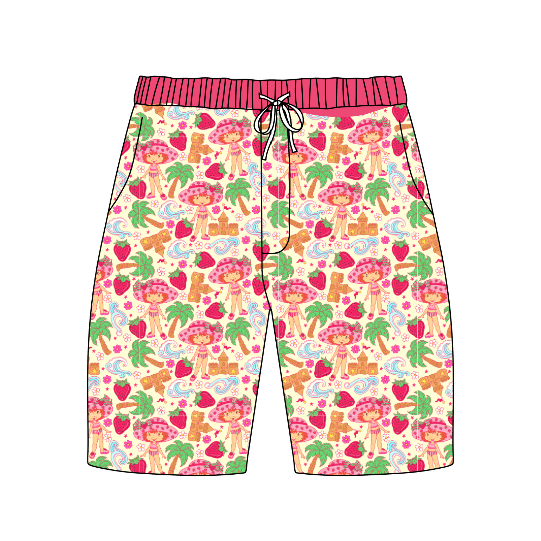 Strawberry Summer - Chill - Adult Pajama Shorts (Extended Length) - Bamboo - PRE ORDER